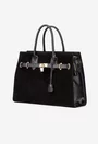 Geanta dama neagra din piele cu accesoriu lacat