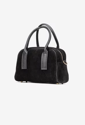 Geanta dama neagra din piele intoarsa