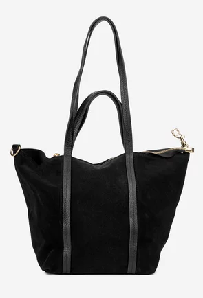 Geanta dama neagra din piele intoarsa