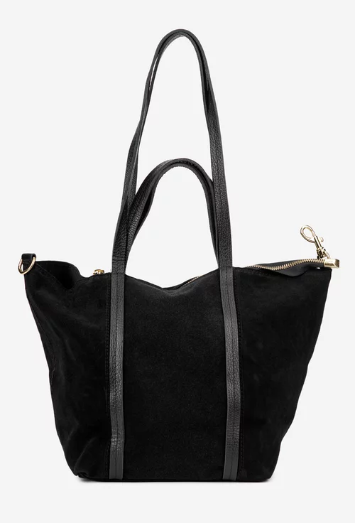 Geanta dama neagra din piele intoarsa