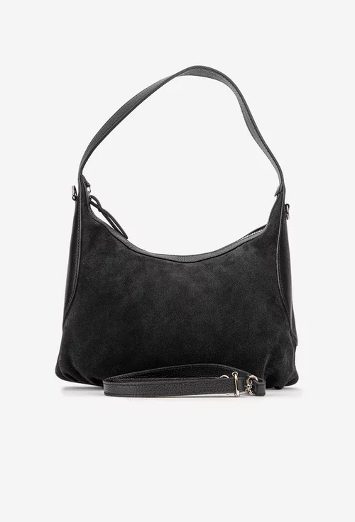 Geanta dama neagra din piele intoarsa