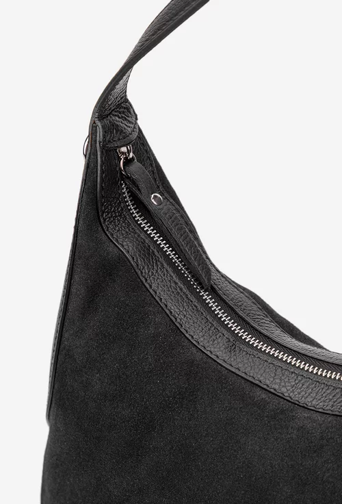 Geanta dama neagra din piele intoarsa