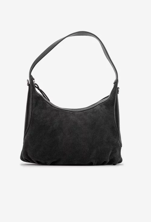 Geanta dama neagra din piele intoarsa