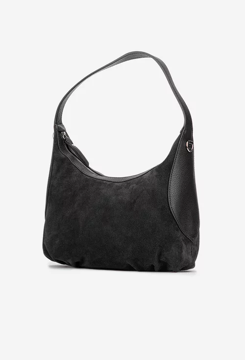 Geanta dama neagra din piele intoarsa