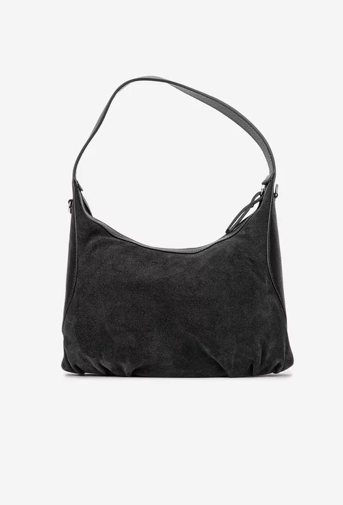 Geanta dama neagra din piele intoarsa