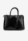 Geanta dama neagra din piele model croco