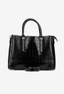 Geanta dama neagra din piele model croco