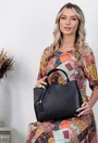 Geanta dama neagra din piele naturala cu detaliu ciucure