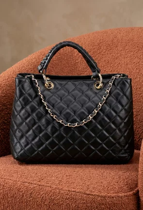 Geanta dama neagra din piele naturala Milona