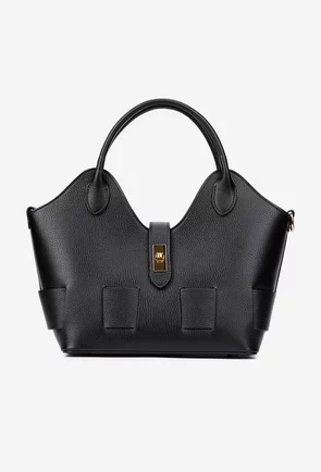 Geanta dama neagra din piele texturata