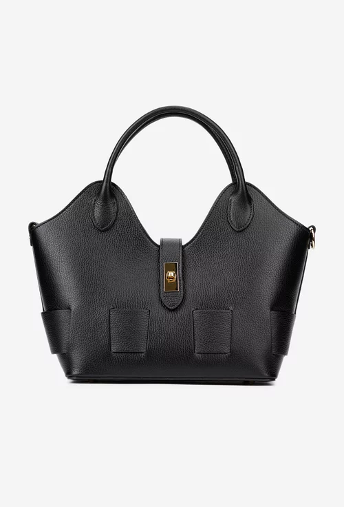 Geanta dama neagra din piele texturata