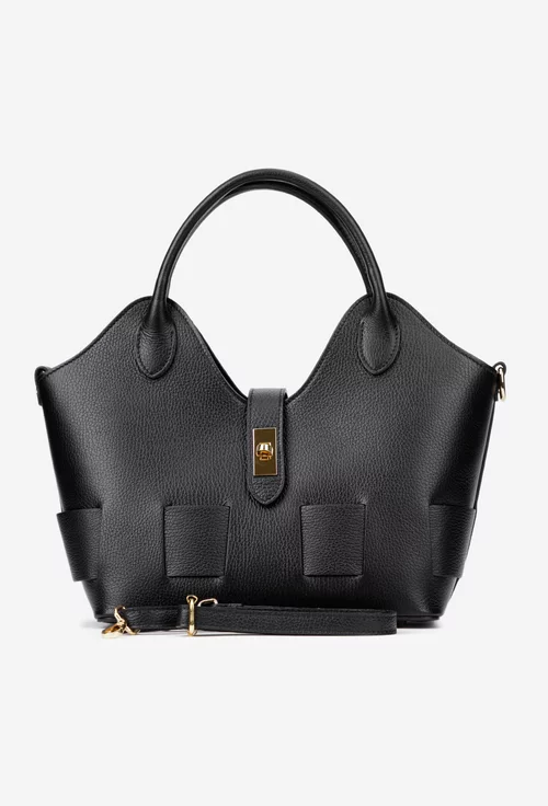 Geanta dama neagra din piele texturata