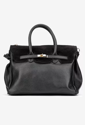 Geanta dama neagra din piele texturata