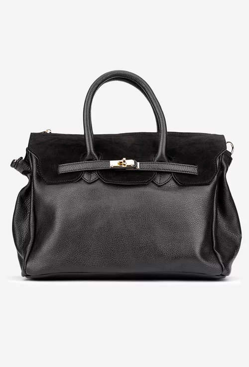 Geanta dama neagra din piele texturata