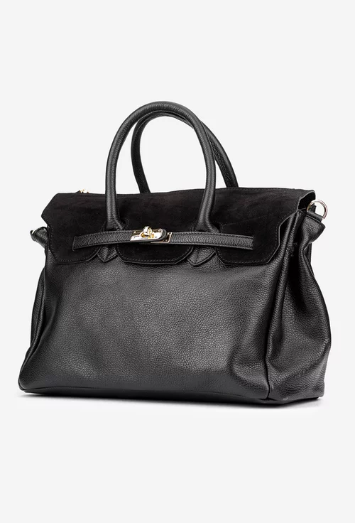 Geanta dama neagra din piele texturata