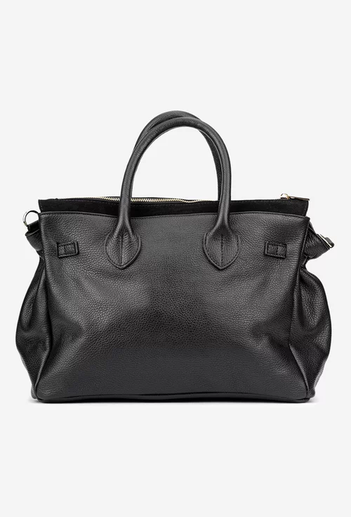 Geanta dama neagra din piele texturata