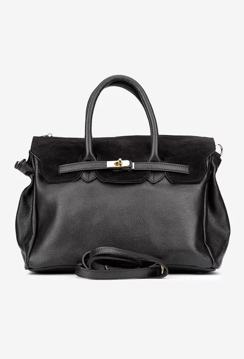 Geanta dama neagra din piele texturata