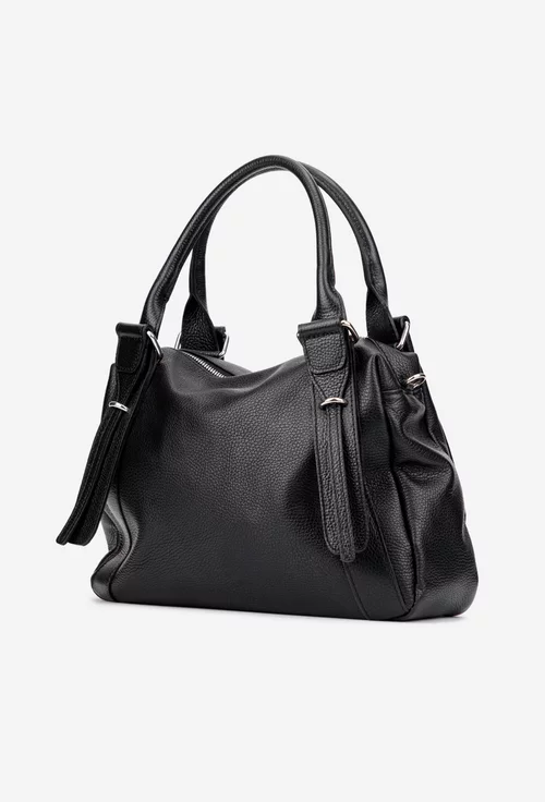 Geanta dama neagra din piele texturata