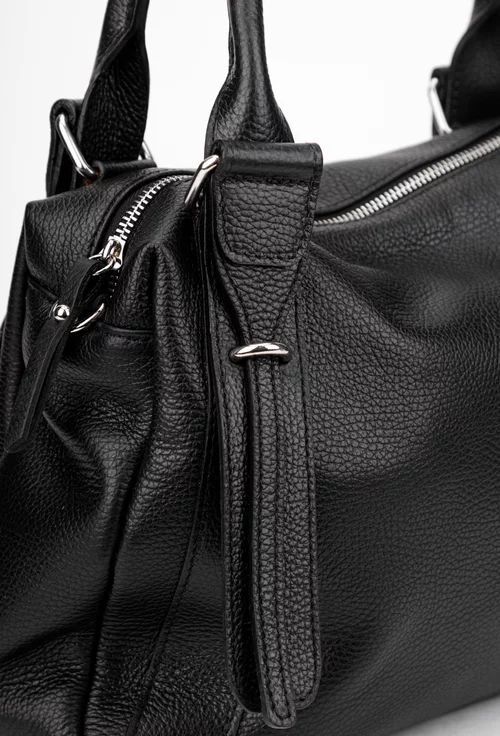 Geanta dama neagra din piele texturata