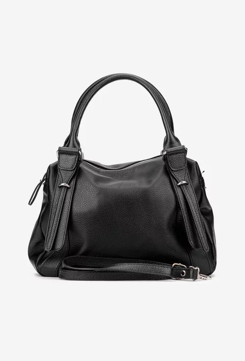 Geanta dama neagra din piele texturata