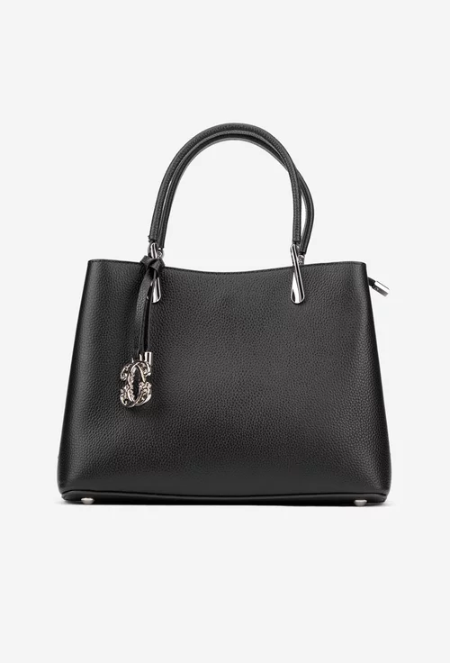 Geanta dama neagra din piele texturata