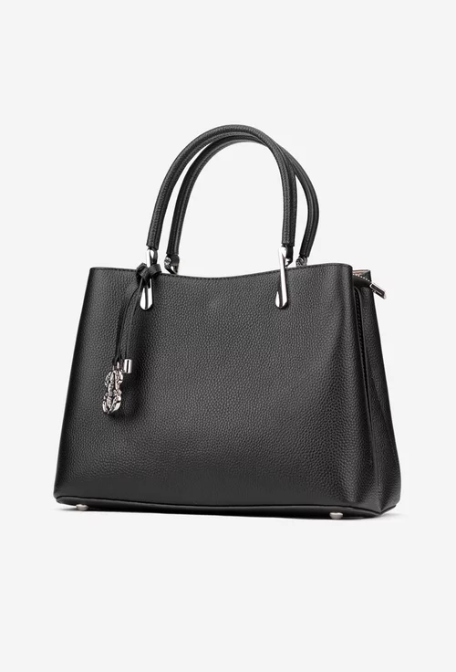 Geanta dama neagra din piele texturata