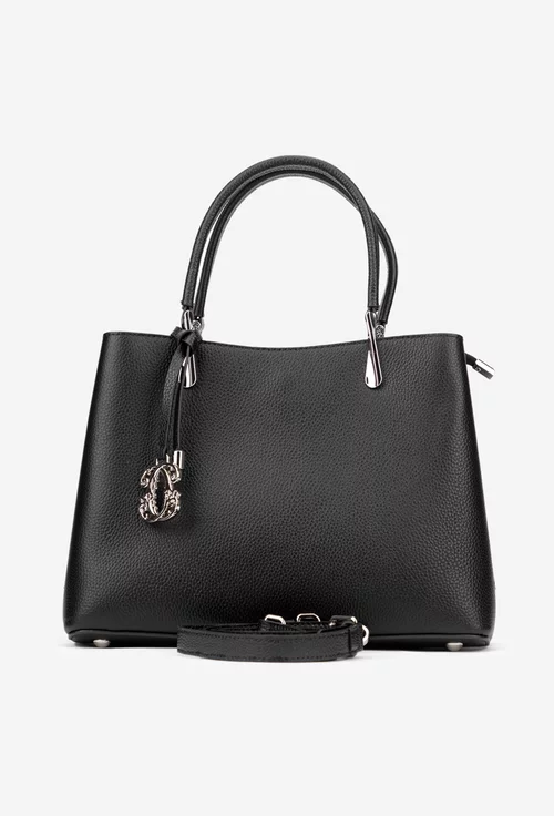 Geanta dama neagra din piele texturata