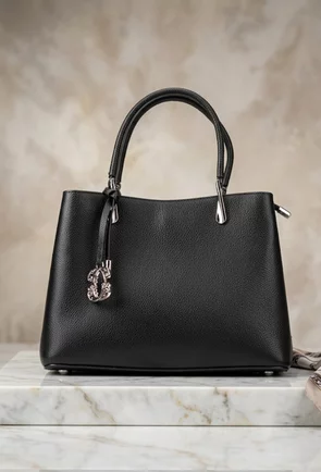 Geanta dama neagra din piele texturata