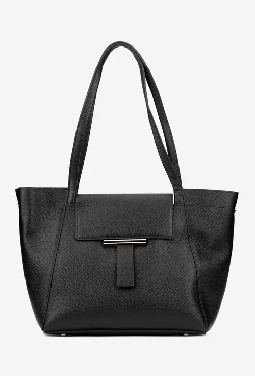 Geanta dama neagra din piele texturata