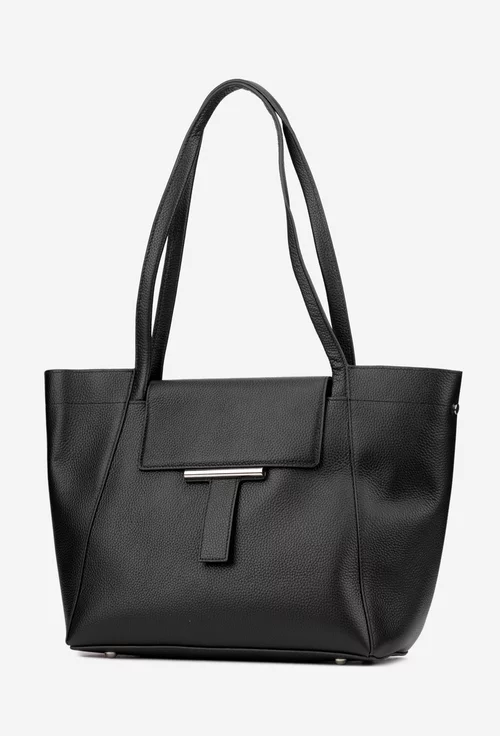 Geanta dama neagra din piele texturata