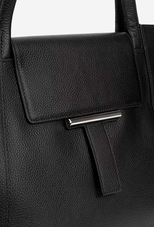 Geanta dama neagra din piele texturata