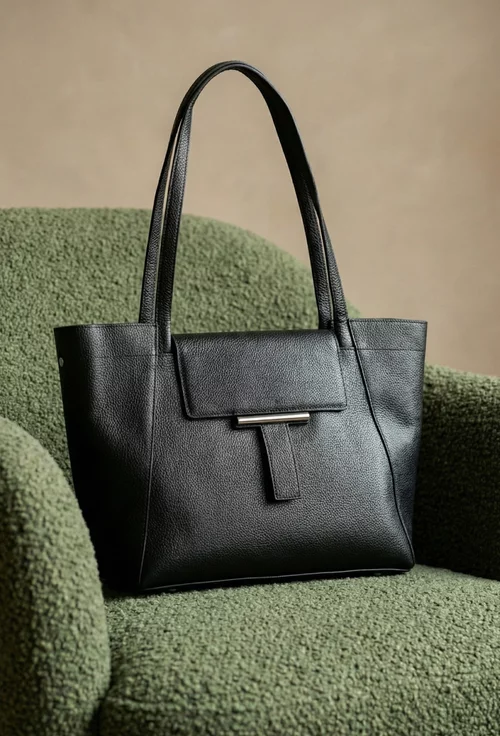 Geanta dama neagra din piele texturata