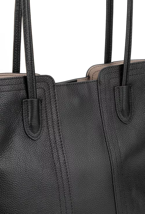 Geanta dama neagra din piele texturata