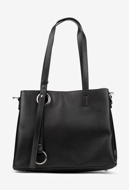 Geanta dama neagra din piele texturata