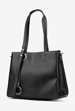 Geanta dama neagra din piele texturata