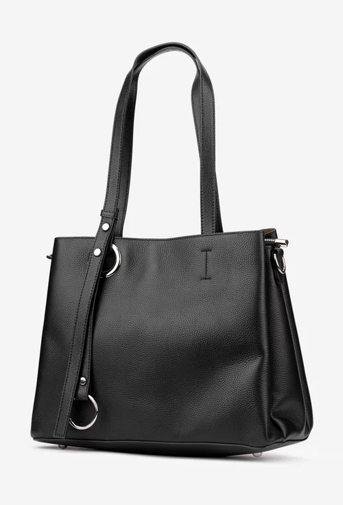 Geanta dama neagra din piele texturata