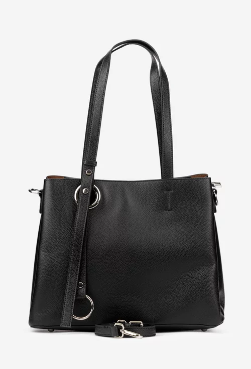 Geanta dama neagra din piele texturata