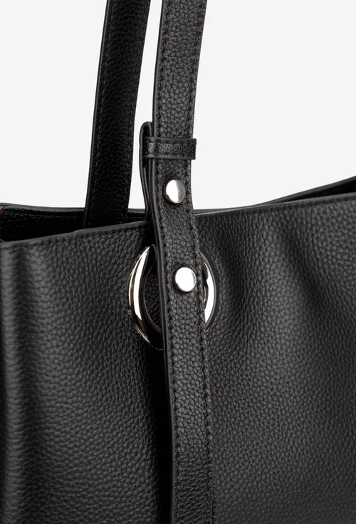 Geanta dama neagra din piele texturata