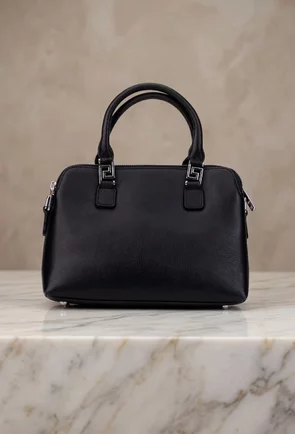 Geanta dama neagra din piele texturata