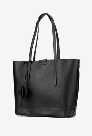 Geanta dama neagra din piele texturata