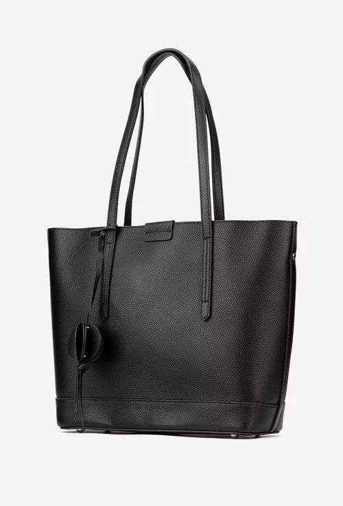 Geanta dama neagra din piele texturata