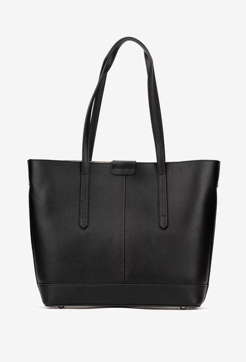 Geanta dama neagra din piele texturata