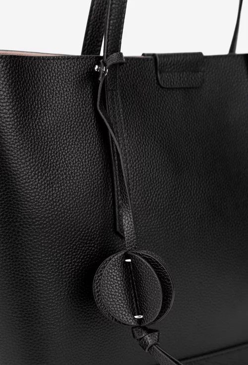 Geanta dama neagra din piele texturata