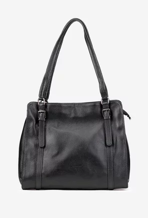 Geanta dama neagra din piele texturata