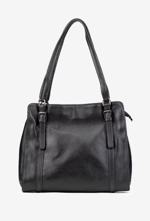 Geanta dama neagra din piele texturata