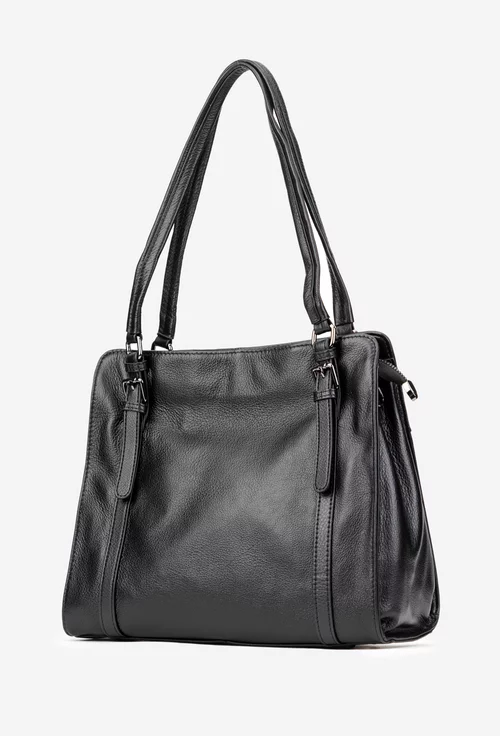 Geanta dama neagra din piele texturata