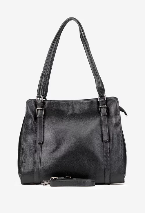 Geanta dama neagra din piele texturata