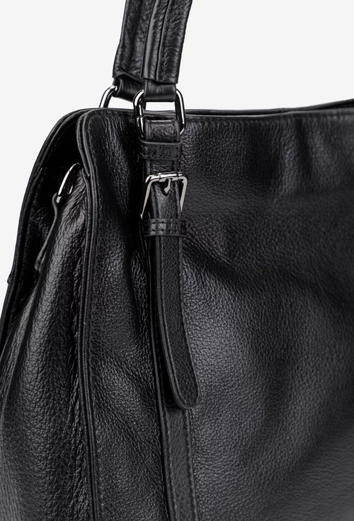 Geanta dama neagra din piele texturata