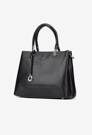 Geanta dama neagra din piele texturata