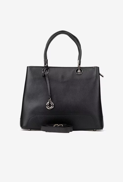 Geanta dama neagra din piele texturata